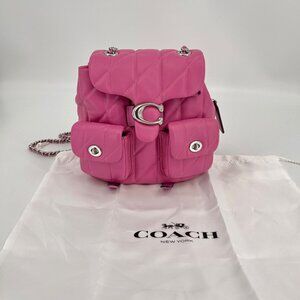 Coach Tabby Backpack Pillow Quilting Nappa Leather Pink Convertible Chain Strap